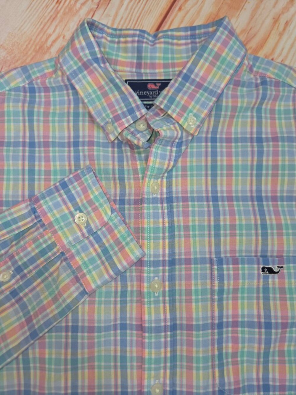 Vineyard Vines Mens Slim Fit Pastel Plaid Tucker Shirt Small